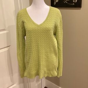 Lands' End Light Green V-Neck Sweater